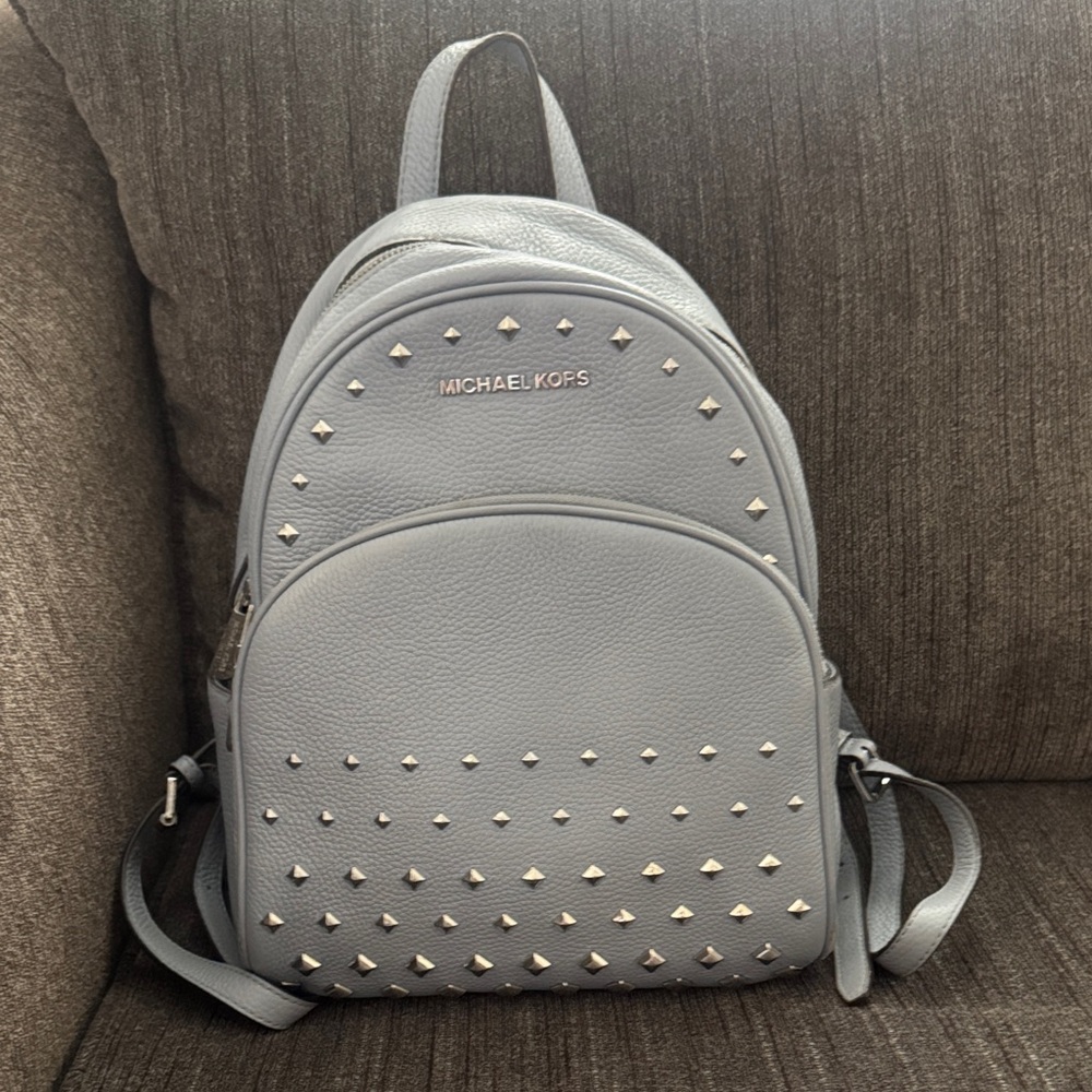 Michael Kors Gray Pebbled Leather Studded Mini Backpack